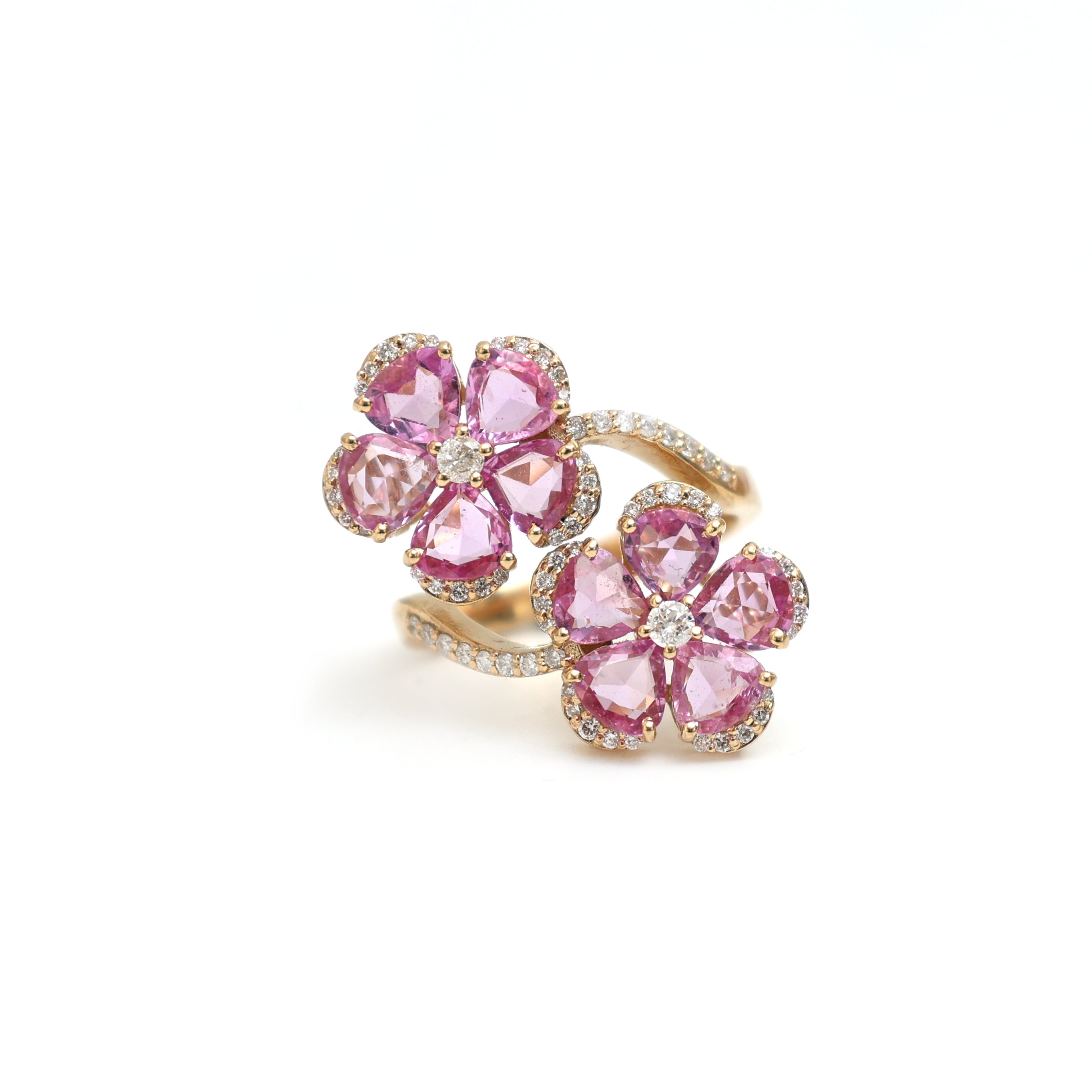 JPRG-1758/4370 Pink Sapphire Rose Cut With Diamond Ring | 18K