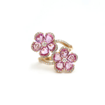 JPRG-1758/4370 Pink Sapphire Rose Cut With Diamond Ring | 18K