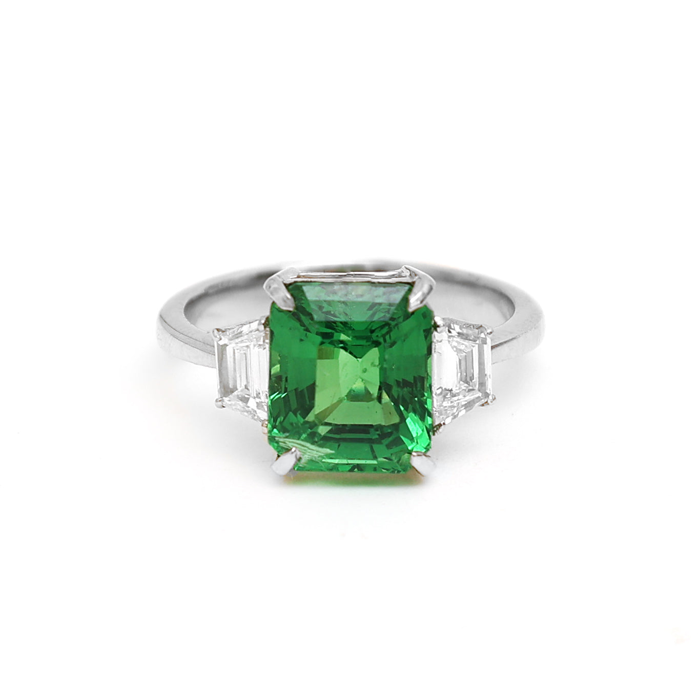 JPRG-1760/4376 Tsavorite Octagon With Fancy Diamond 3 Pc Ring | 18K