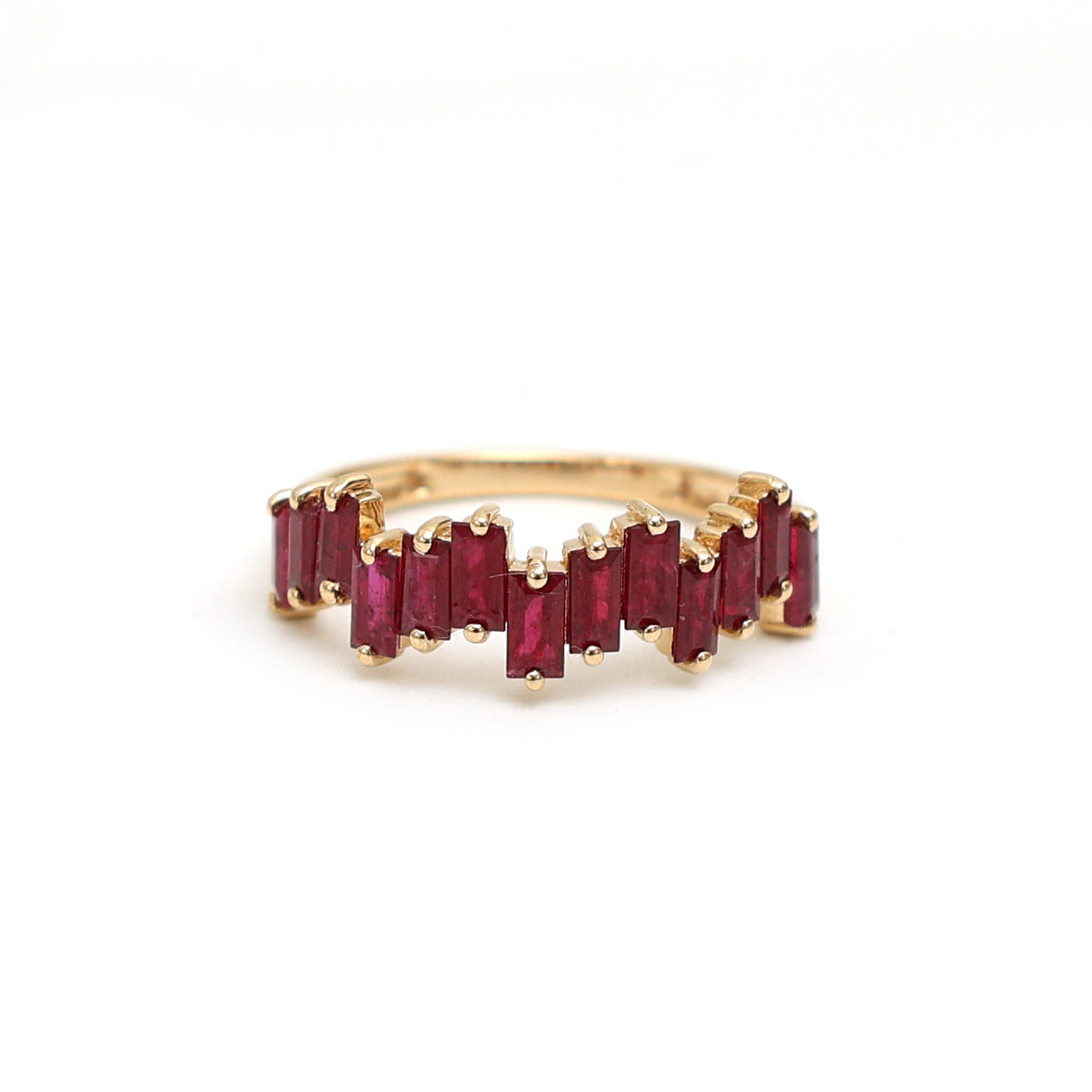 JPRG-1788/4487 Ruby Baguette 4X2 Half Ring | 18K