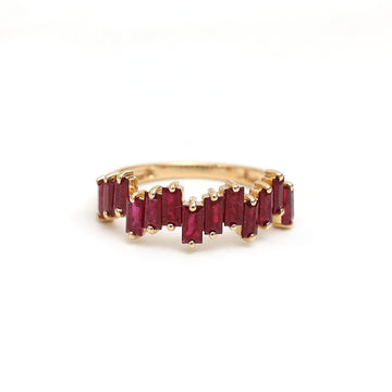 JPRG-1788/4487 Ruby Baguette 4X2 Half Ring | 18K