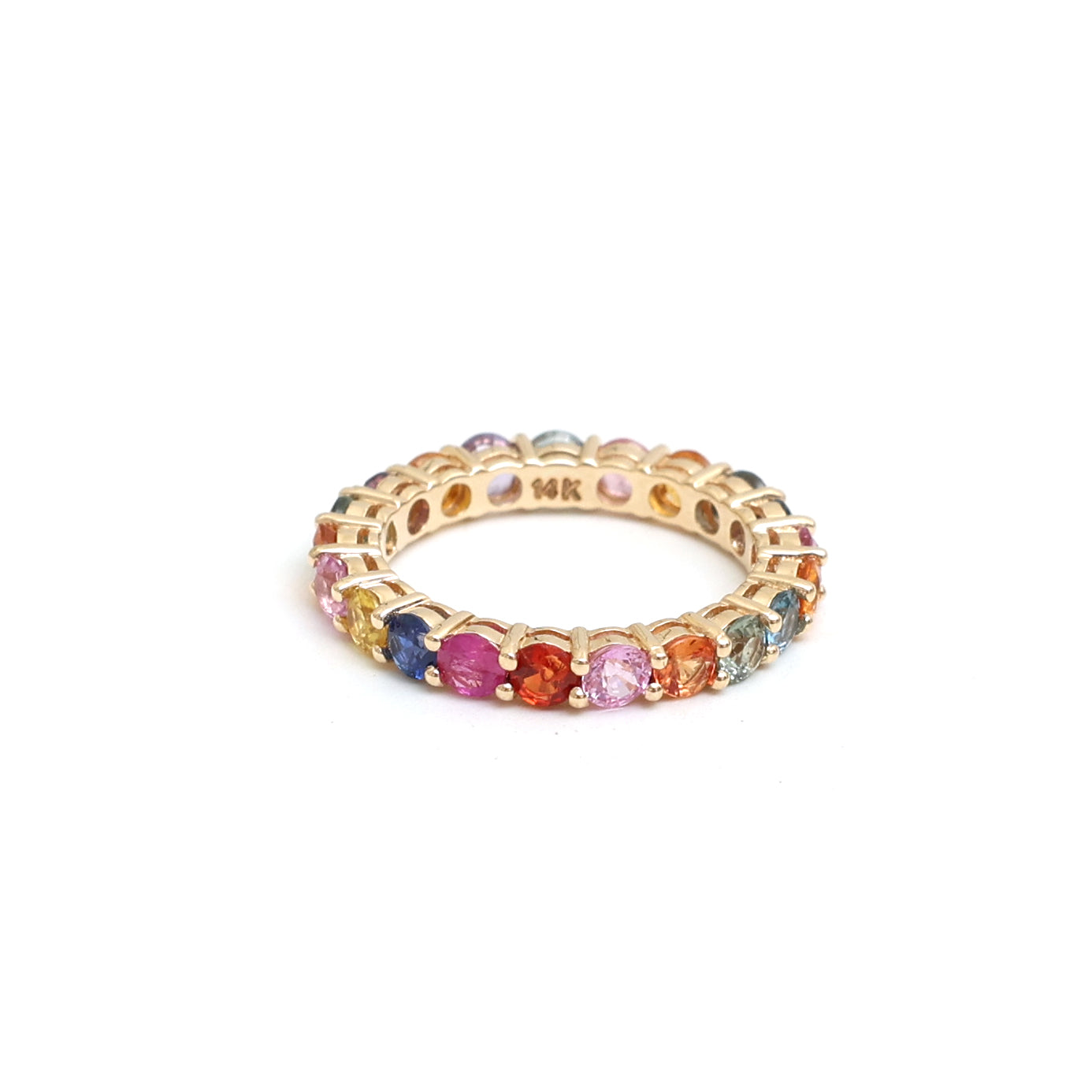 JPRG-1824/4542 Rainbow Sapphire Round 3Mm Ring | 14K