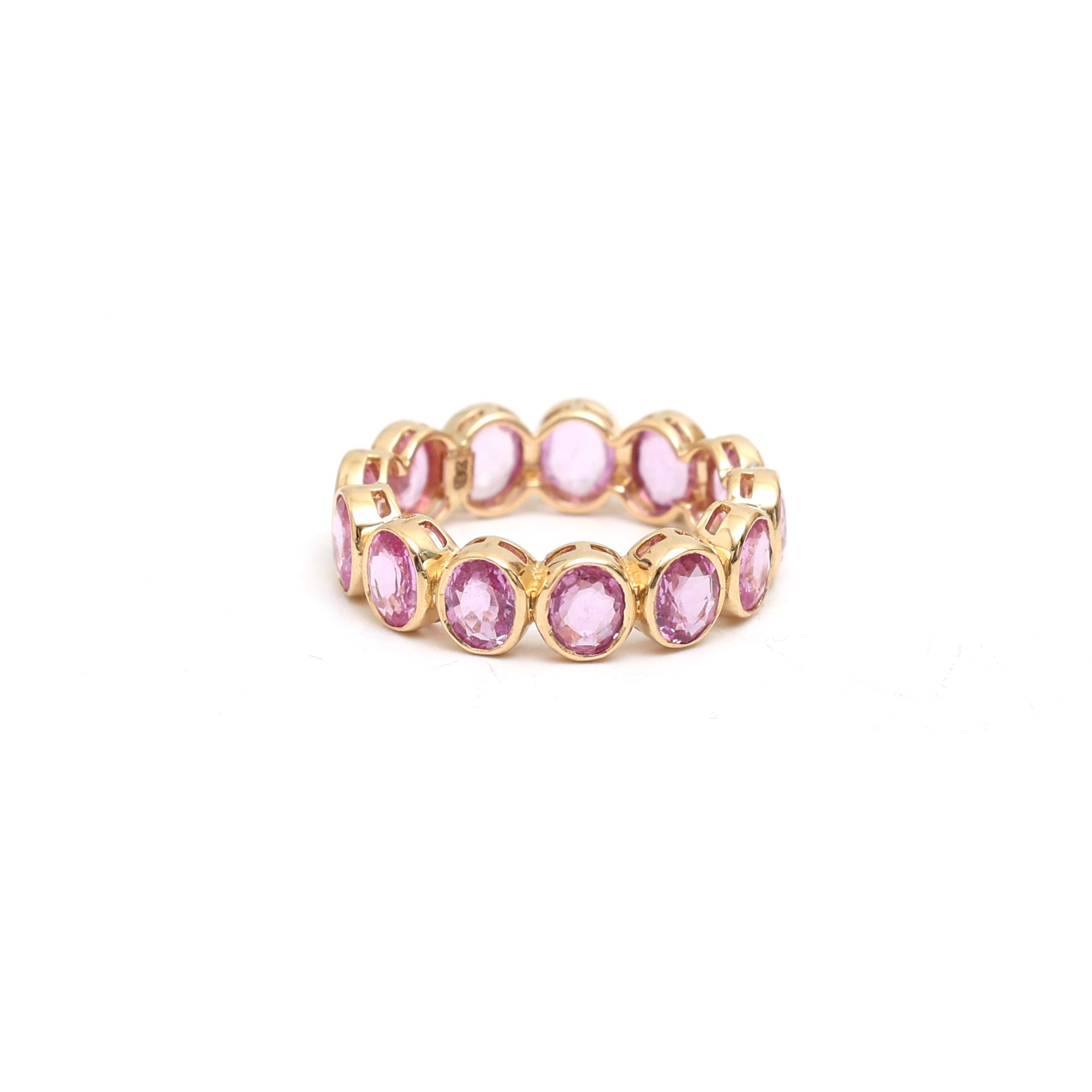 JPRG-1871/4609 Pink Sapphire Oval 5X4 Bezel  Ring | 18K