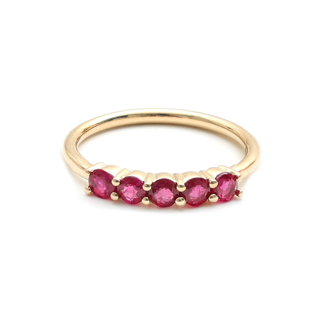 JPRG-1908/4692 Ruby Round 2.50Mm Half Ring | 18K