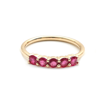 JPRG-1908/4692 Ruby Round 2.50Mm Half Ring | 18K