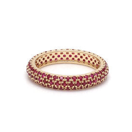 JPRG-1923/4728 Ruby Round Pave Ring | 14K
