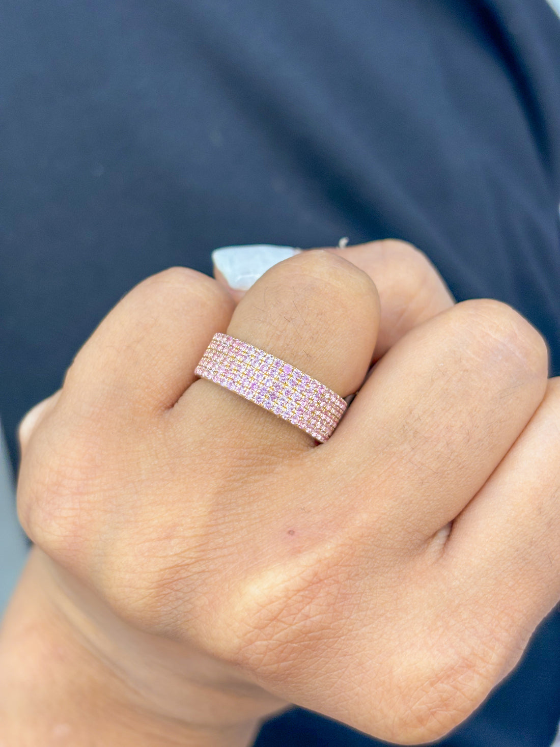JPRG-1935/4751 Pink Sapphire Round 5 Line Ring | 18K