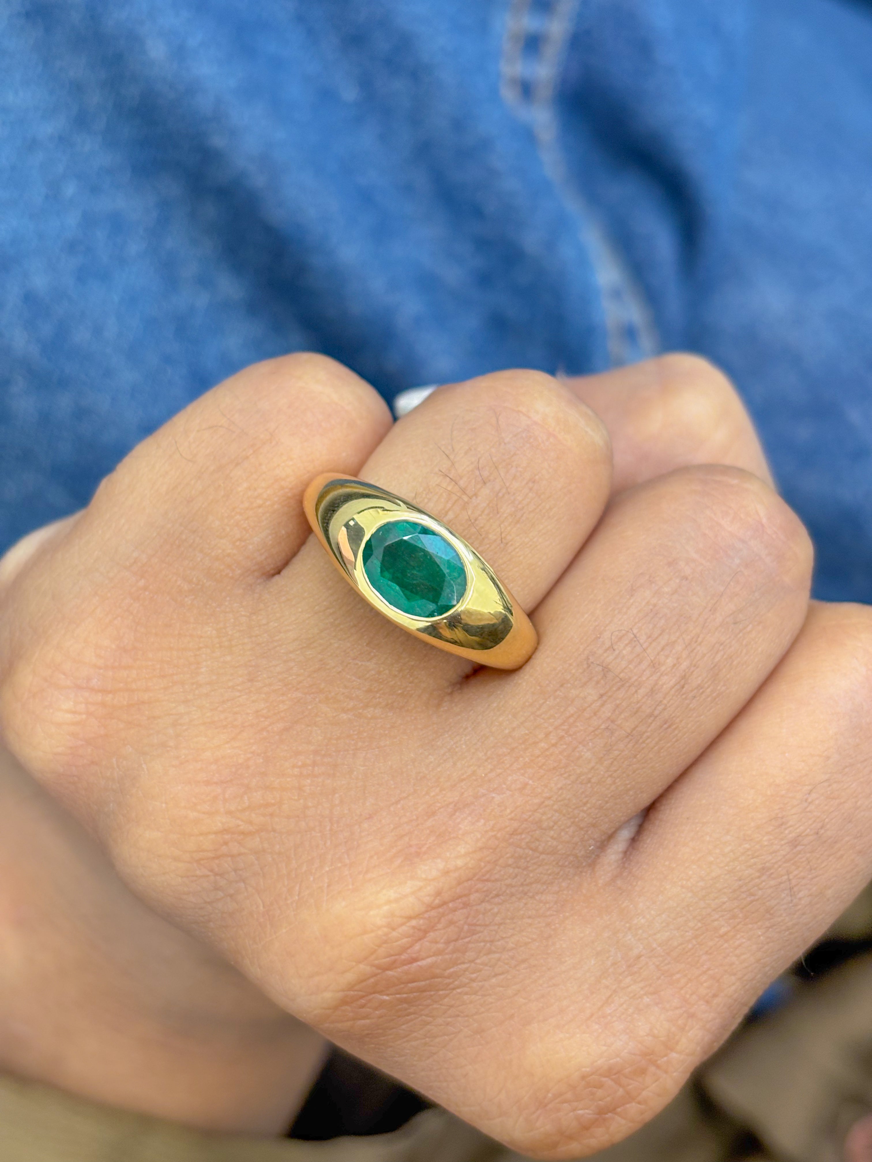 JPRG-1975/4829 Emerald Oval Chunky Ring | 18K