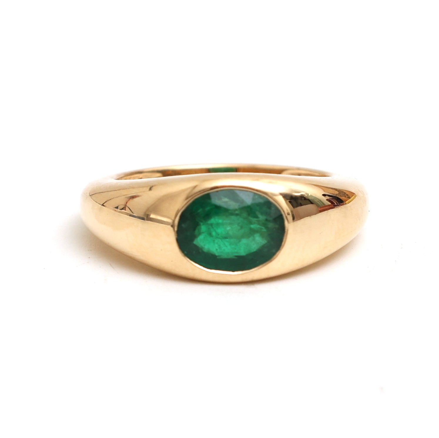 JPRG-1975/4829 Emerald Oval Chunky Ring | 18K