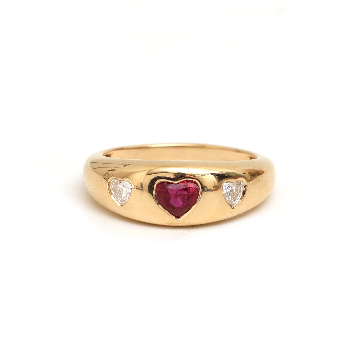 JPRG-1986/4854 Ruby Heart With Diamond Chunky Ring | 18K