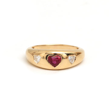 JPRG-1986/4854 Ruby Heart With Diamond Chunky Ring | 18K