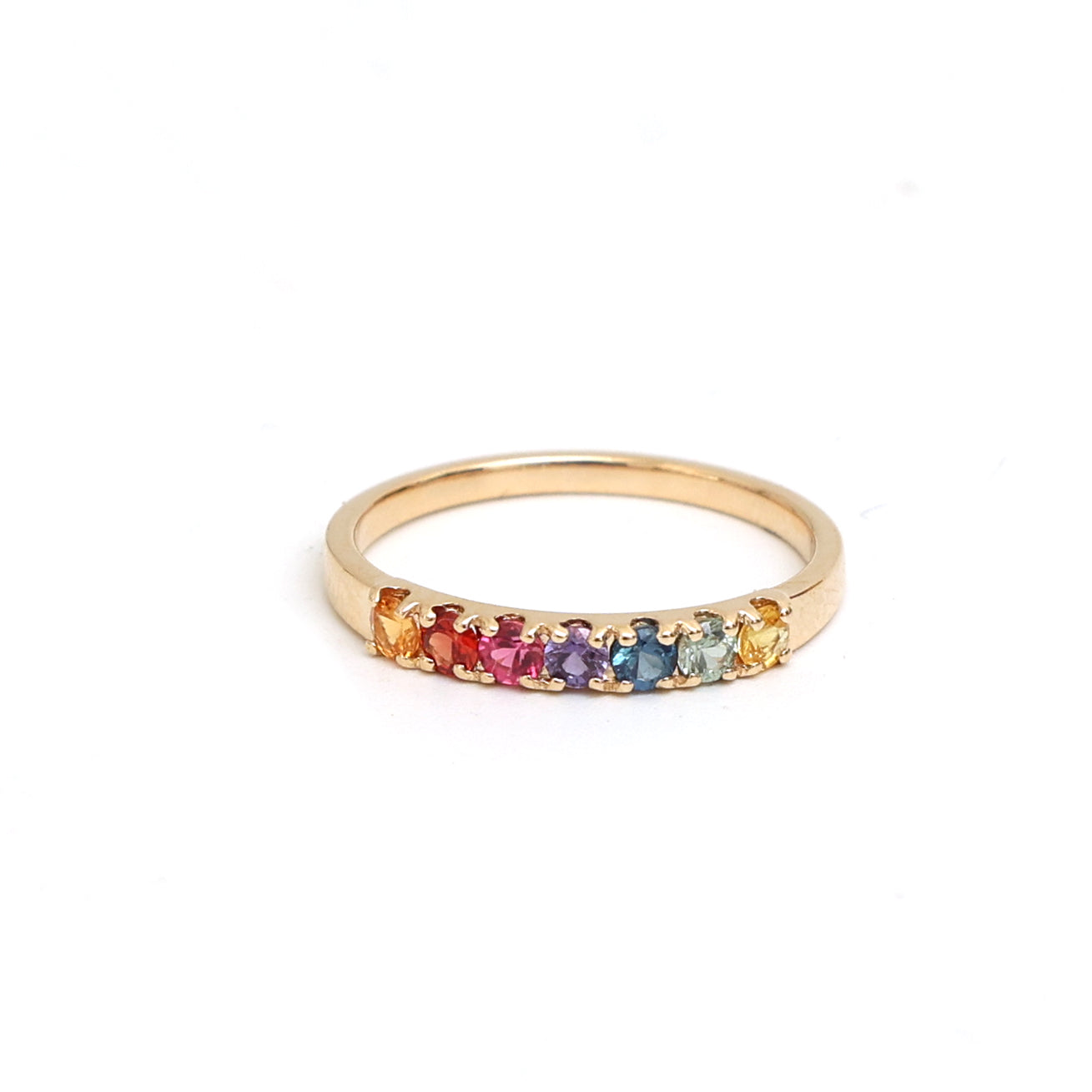 JPRG-1998/4866 Rainbow Sapphire Round 2.50 Mm Half Ring | 14K