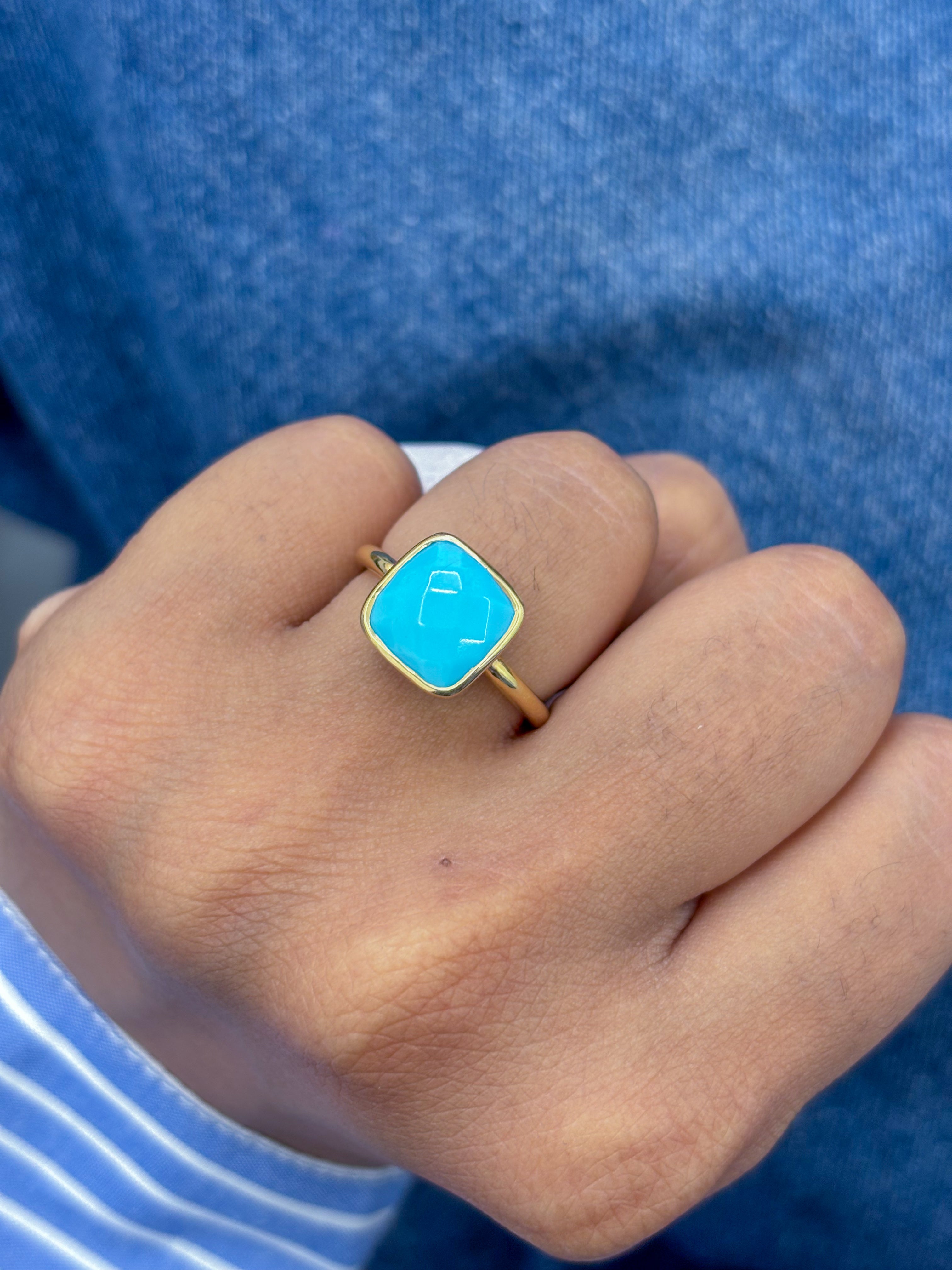 JPRG-201/1739 Turquoise Bezel Ring | 18K