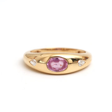 JPRG-2018/4946 Pink Sapphire Oval With Diamond Pear Chunky Ring | 18K