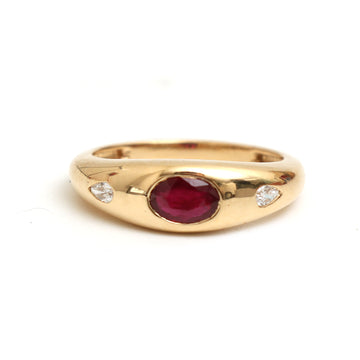 JPRG-2020/4948 Ruby Oval With Diamond Pear Chunky Ring | 18K