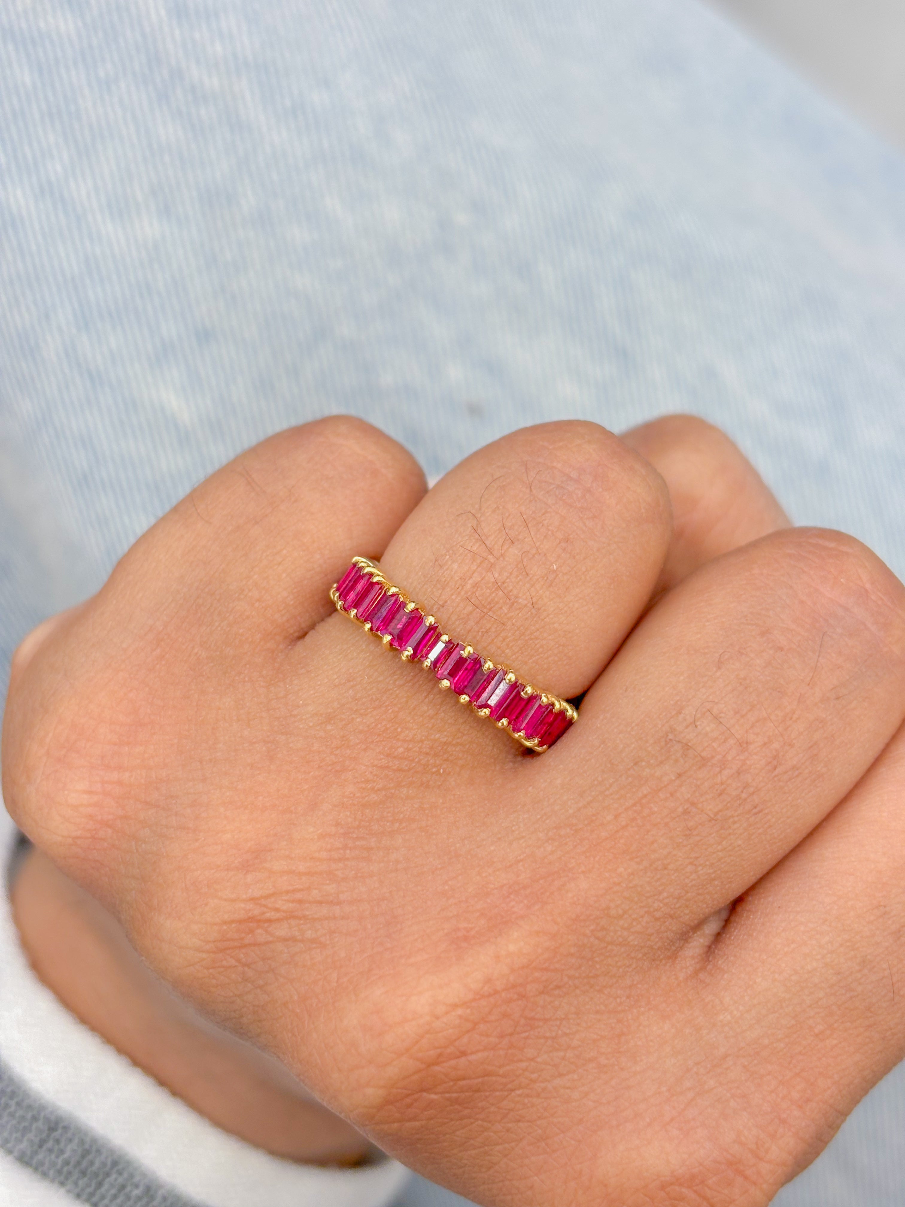 JPRG-2040/5044 Ruby Baguette 4X2 Taper Baguette Ring | 18K