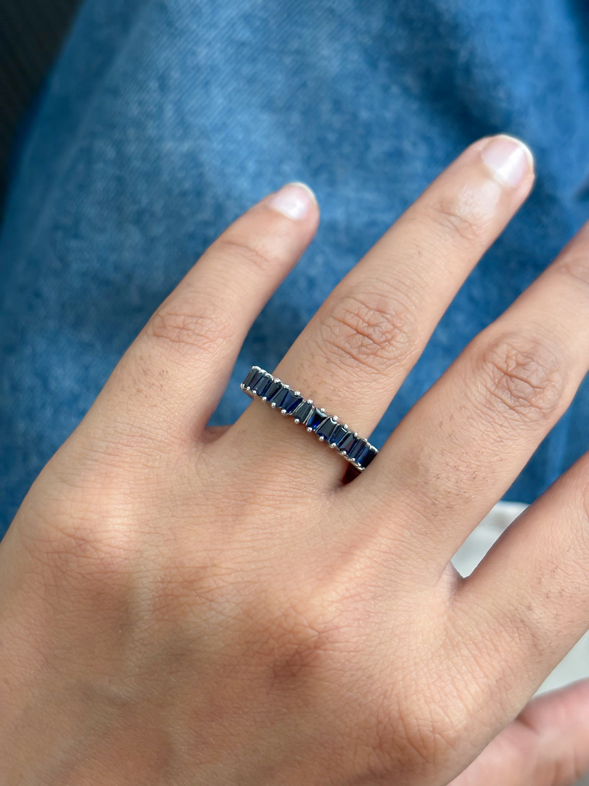 JPRG-2041/5045 Blue Sapphire Baguette 4X2 Ring | 18K