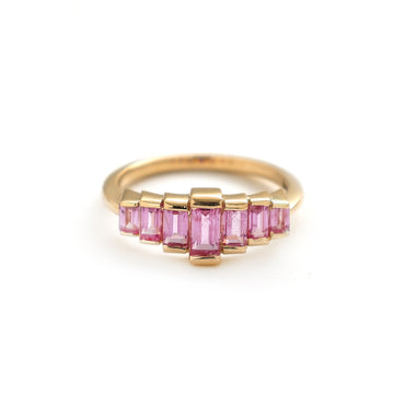 JPRG-2091/5145 Pink Sapphire Baguette Half Ring | 14K