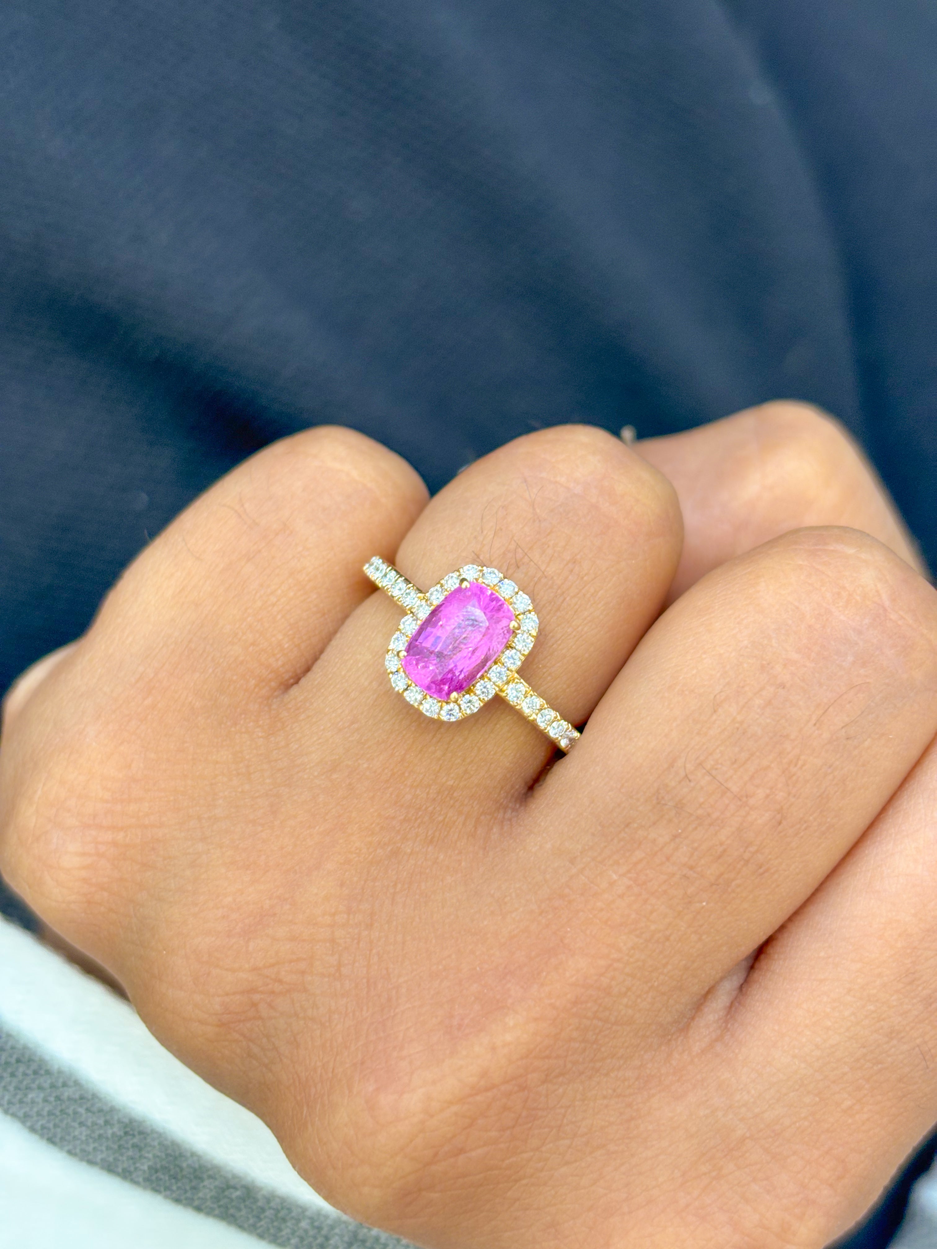 JPRG-2099/5184 Pink Sapphire Cushion With Diamond Ring | 18K