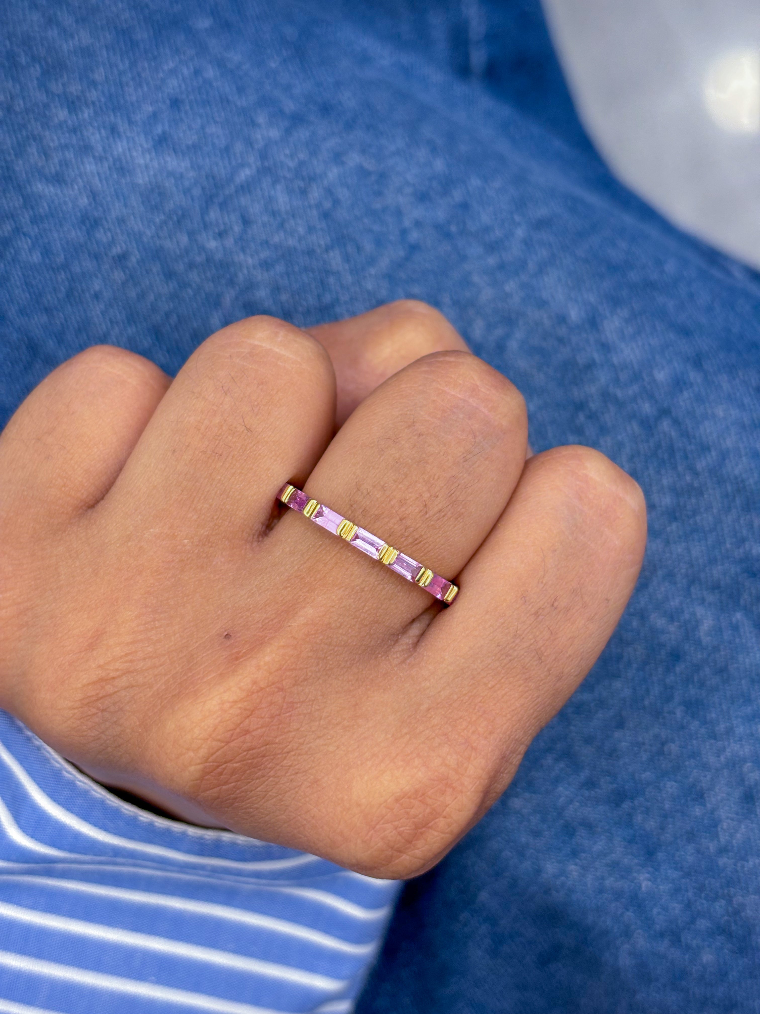 JPRG-2115/5209 Pink Sapphire Baguette 4X2 Ring | 18K