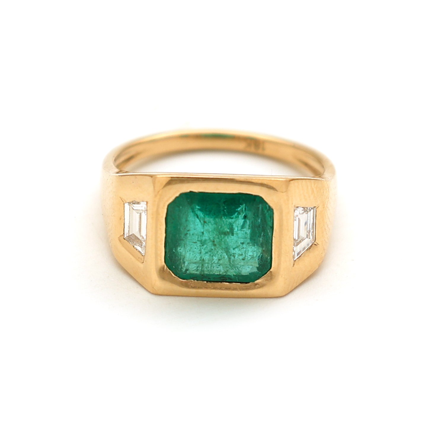 JPRG-2122/5237 Emerald Octagon With Diamond Fancy Ring | 18K