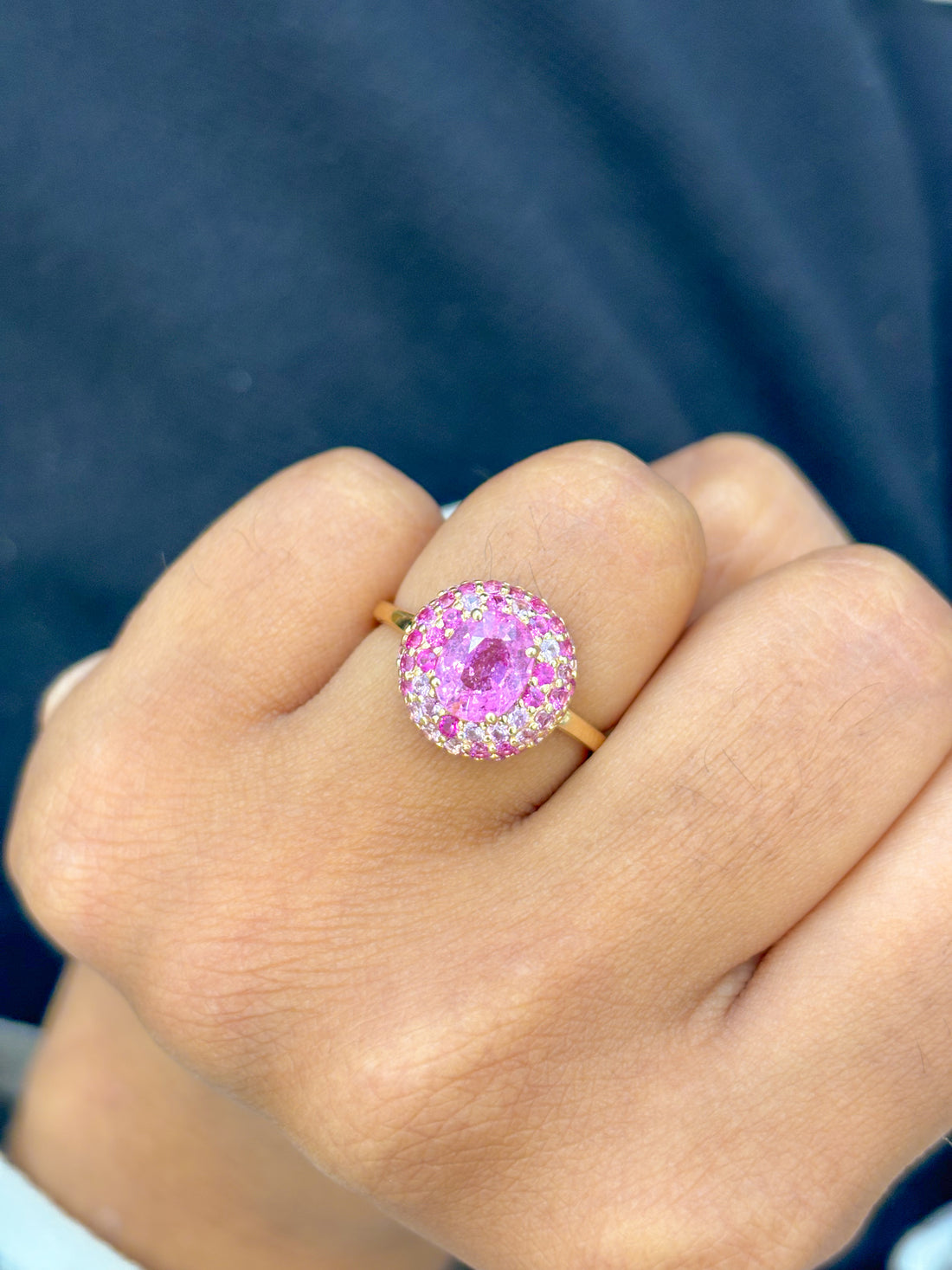 JPRG-2124/5239 Pink Sapphire Oval With Round Ring | 18K