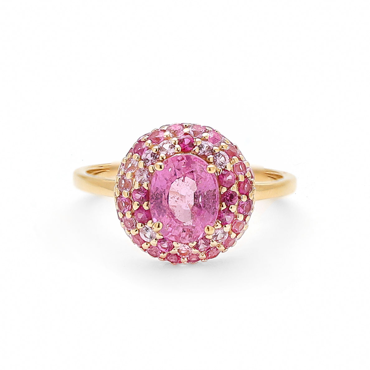 JPRG-2124/5239 Pink Sapphire Oval With Round Ring | 18K