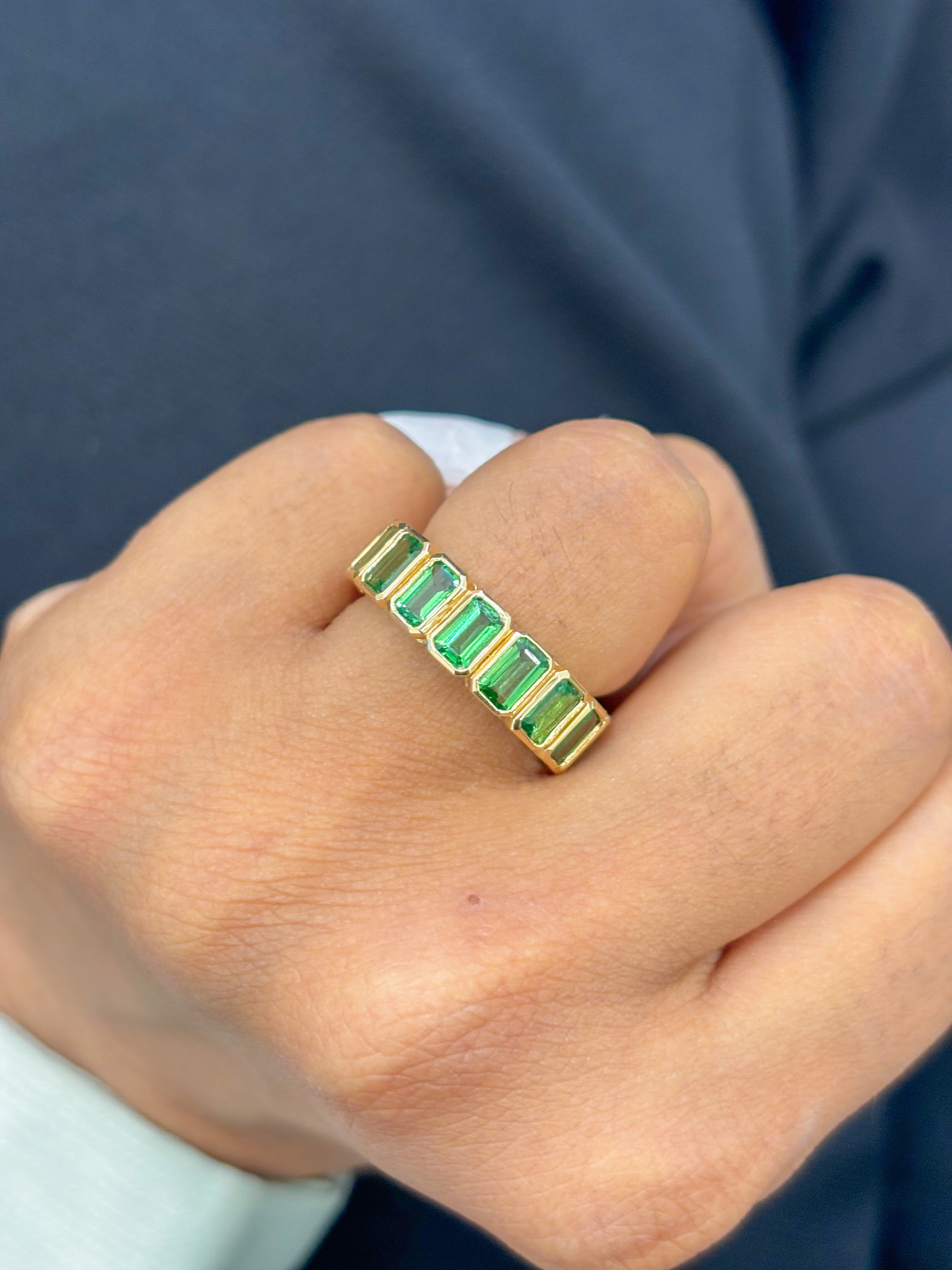 JPRG-2129/5252 Tsavorite Octagon 5X3 Bezel Ring | 14K