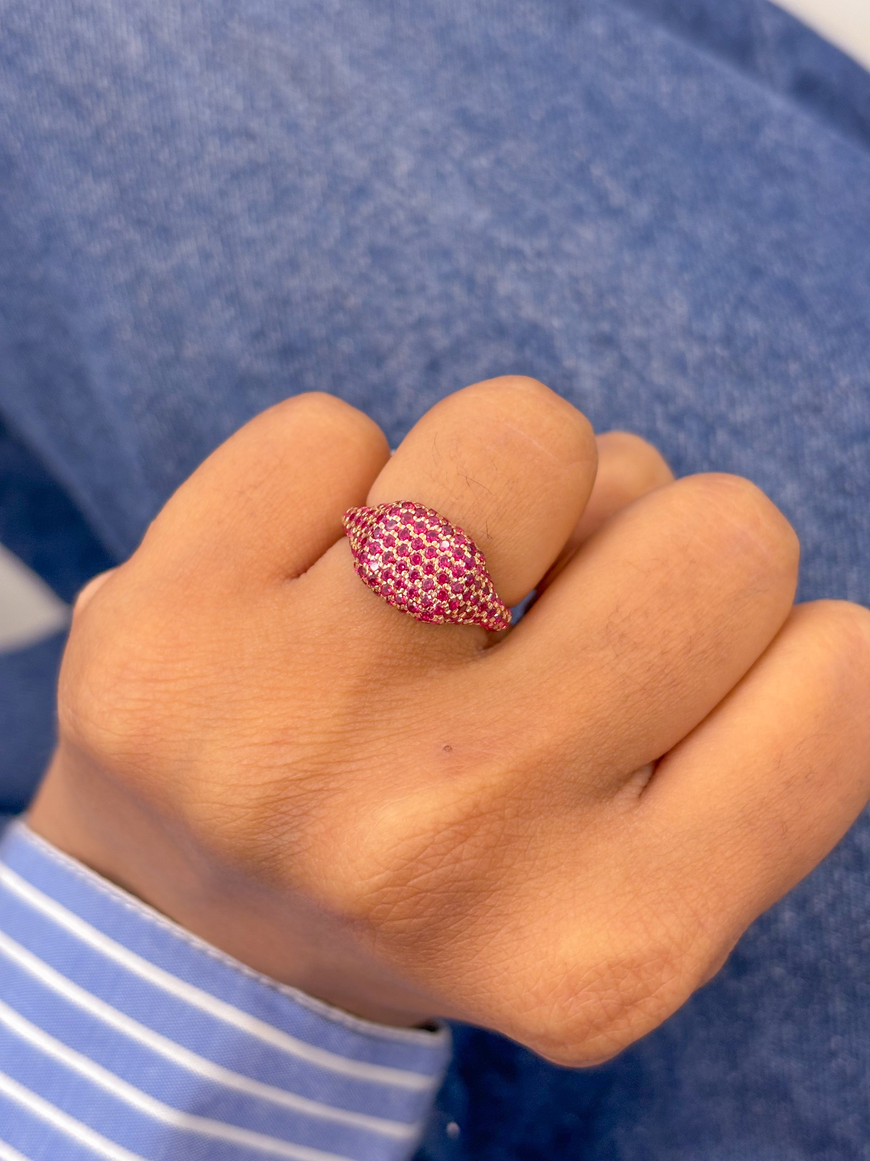 JPRG-2147/5316 Ruby Round Half Pave Set Ring | 14K