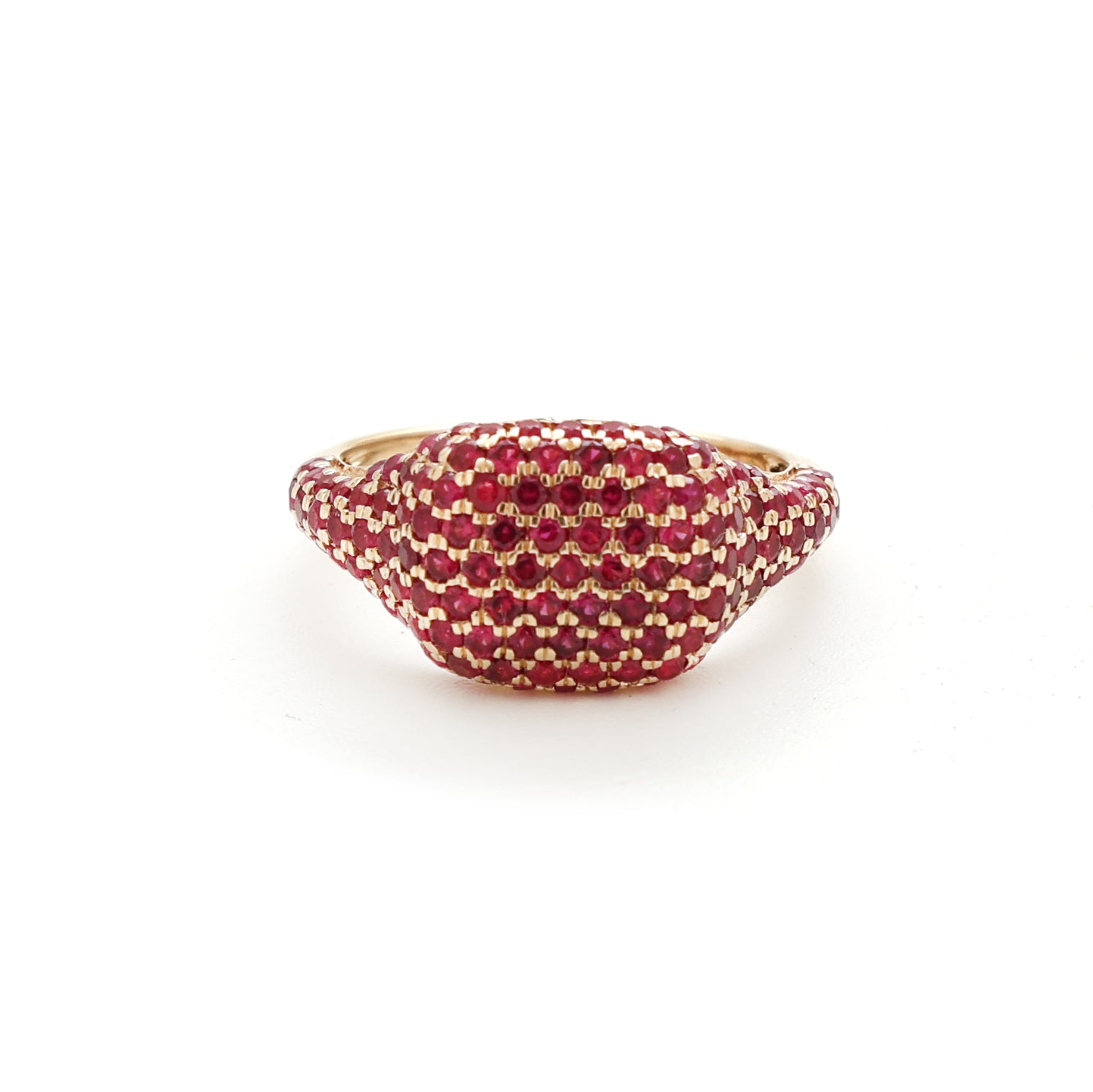 JPRG-2147/5316 Ruby Round Half Pave Set Ring | 14K