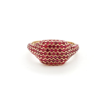 JPRG-2147/5316 Ruby Round Half Pave Set Ring | 14K
