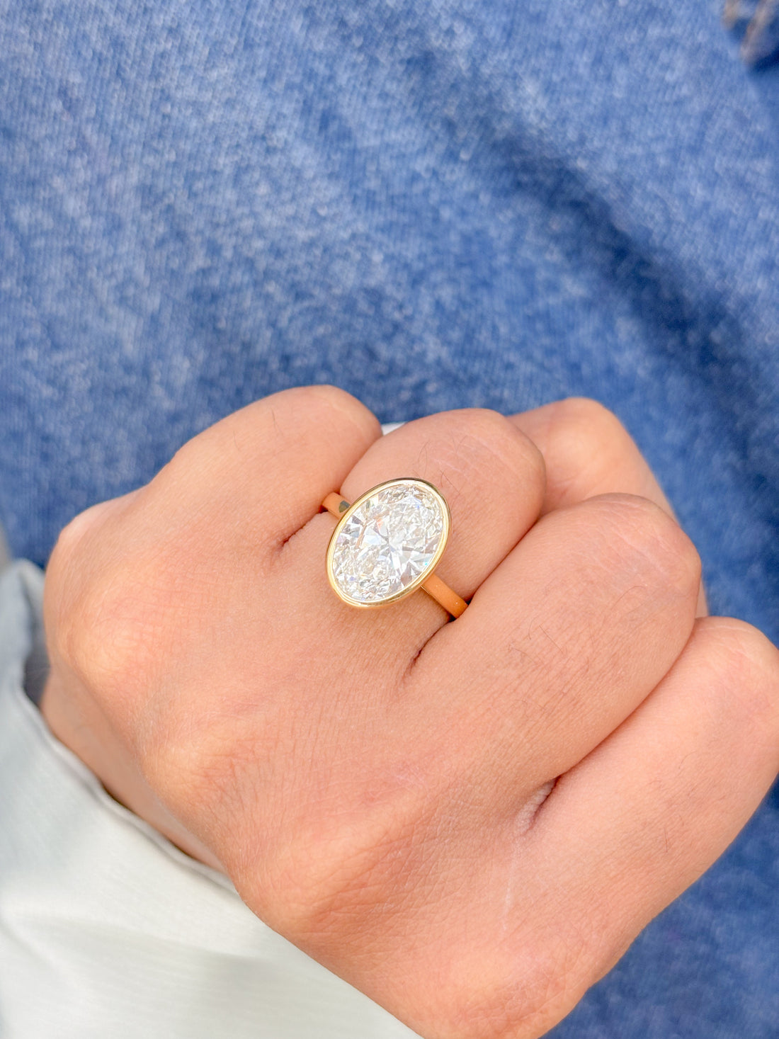 JPRG-2157/5358 Lab Grown Diamond Oval Bezal Ring | 18K