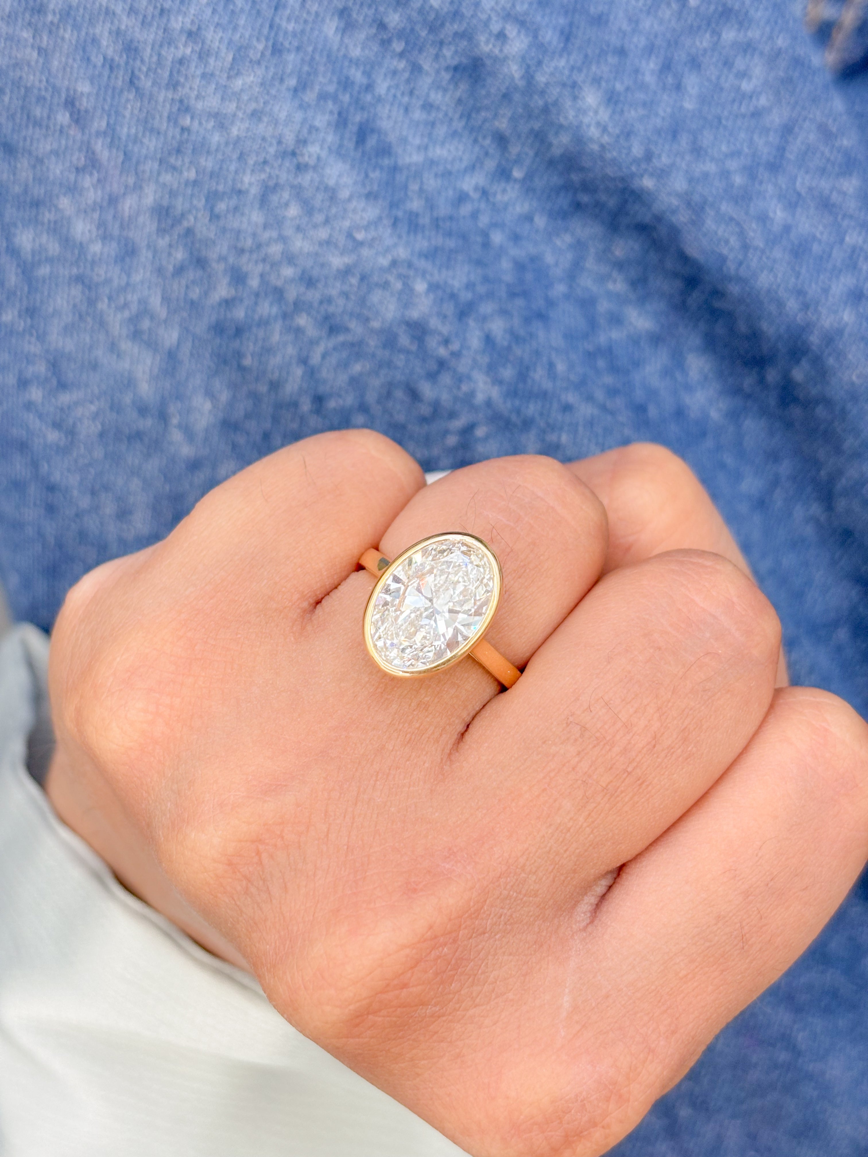 JPRG-2157/5358 Lab Grown Diamond Oval Bezal Ring | 18K