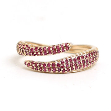 JPRG-2165/5390 Ruby Round Pave Set East West Ring | 14K