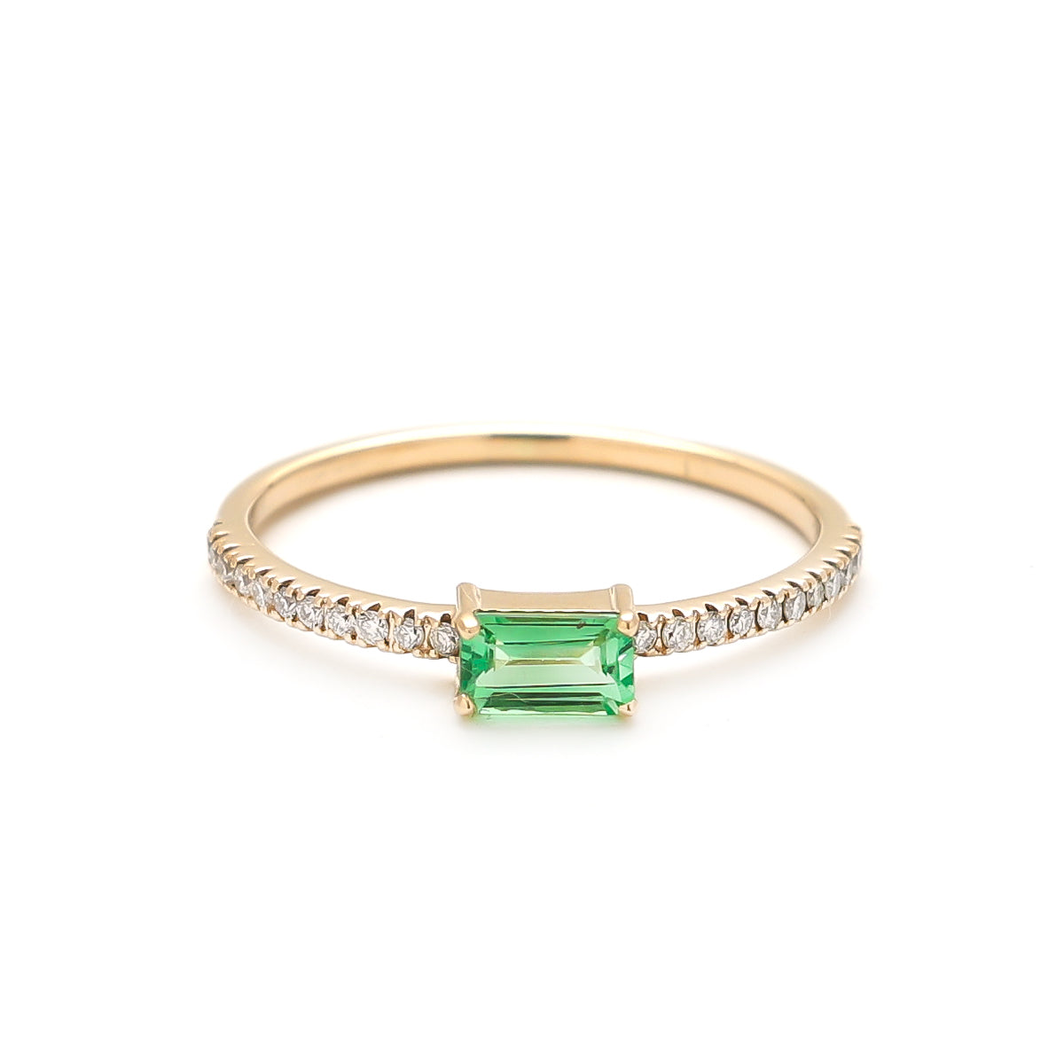 JPRG-2180/5480 Tsavorite Diamond Octagon Thin Ring | 14K
