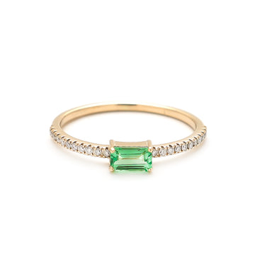 JPRG-2180/5480 Tsavorite Diamond Octagon Thin Ring | 14K