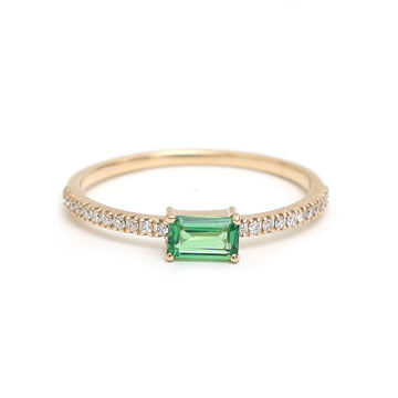 JPRG-2191/5508 Tsavorite Diamond Octagon Thin Ring | 14K