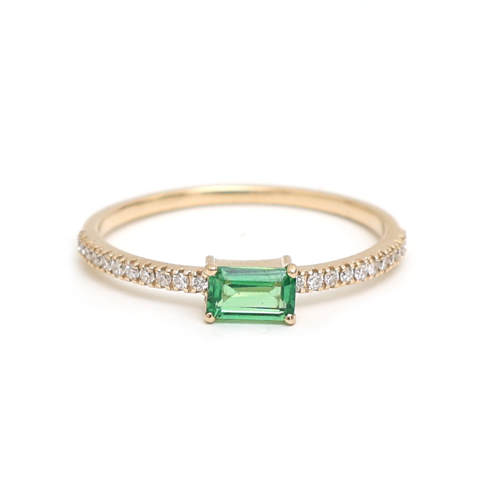 JPRG-2191/5508 Tsavorite Diamond Octagon Thin Ring | 14K