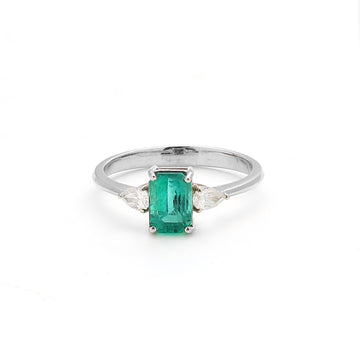 JPRG-2203/5527 Emerald Octagon With Diamond Pear Ring | 18K