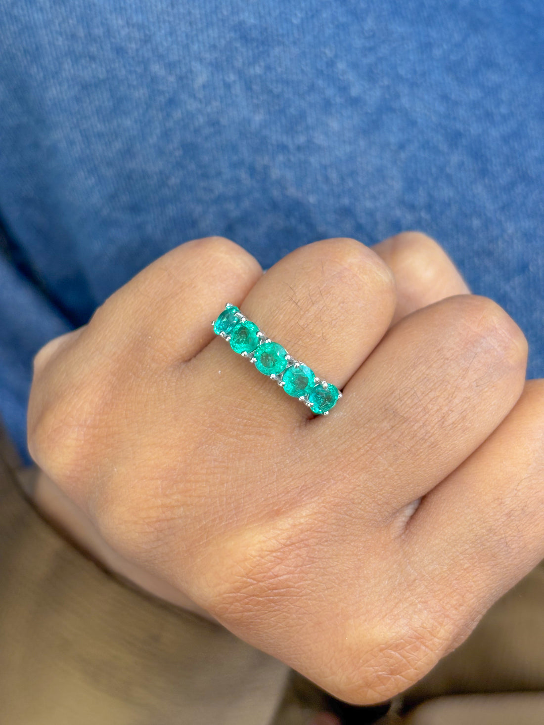 JPRG-2237/5653 Emerald Round Half Ring | 14K