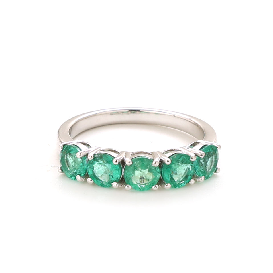 JPRG-2237/5653 Emerald Round Half Ring | 14K