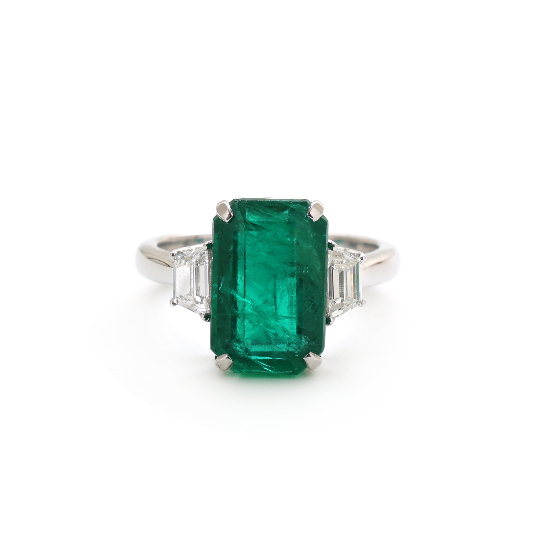 JPRG-2254/5700 Emerald Octagon With Fancy Diamond Ring | 18K