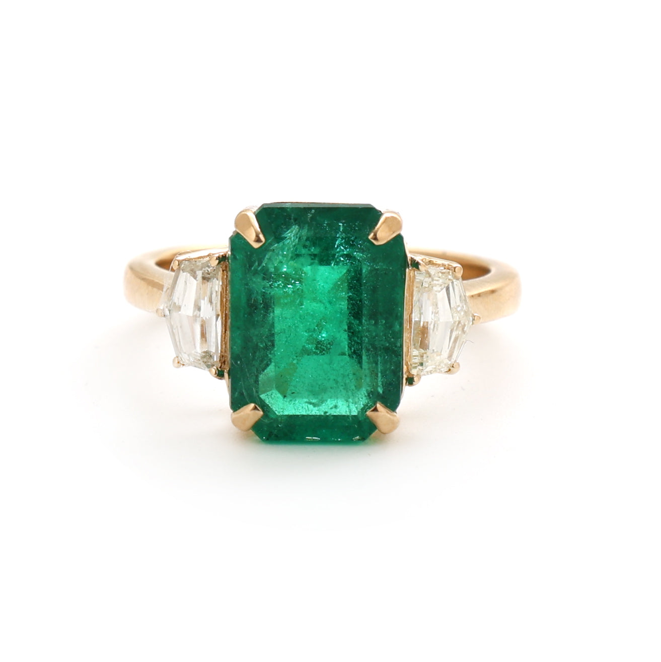 JPRG-2255/5701 Emerald Octagon With Fancy Diamond Ring | 18K