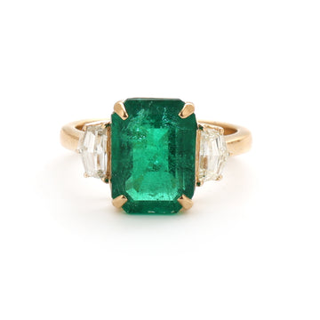 JPRG-2255/5701 Emerald Octagon With Fancy Diamond Ring | 18K