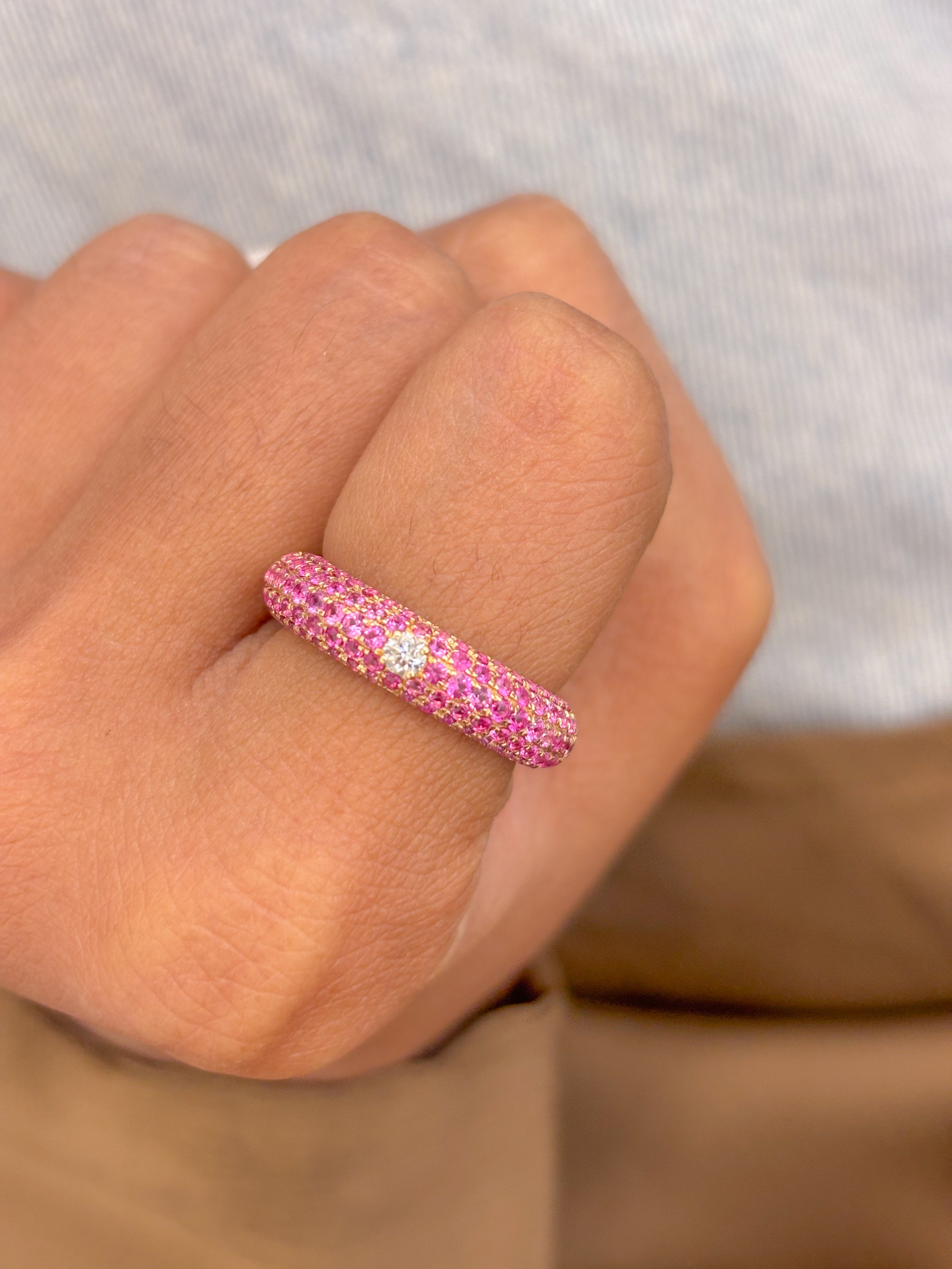 JPRG-2277/5787 Pink Sapphire Round Pave With Diamond Ring | 14K