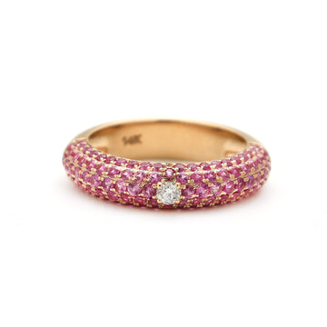 JPRG-2277/5787 Pink Sapphire Round Pave With Diamond Ring | 14K