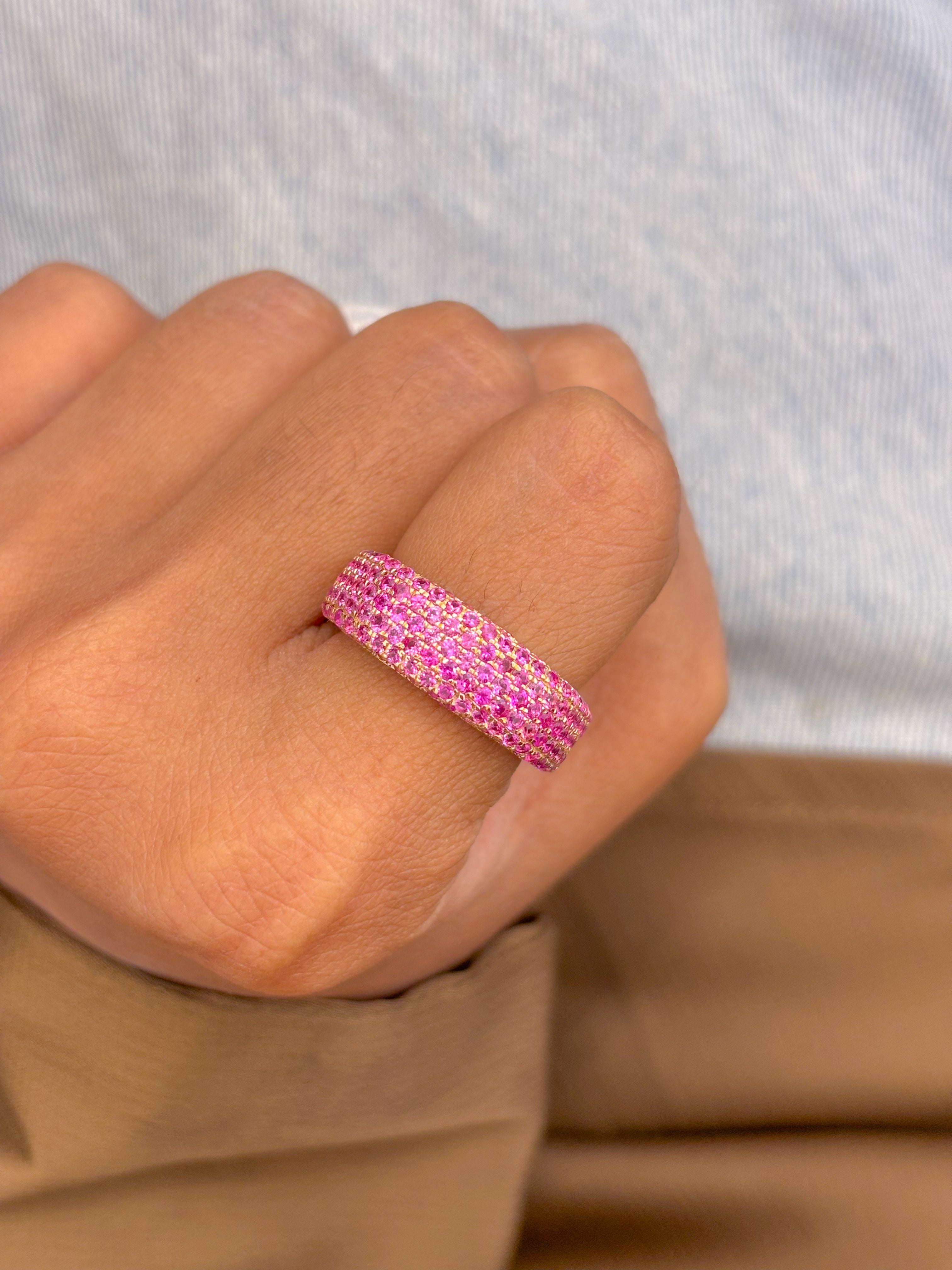 JPRG-2285/5817 Pink Sapphire Pave Ring | 14K