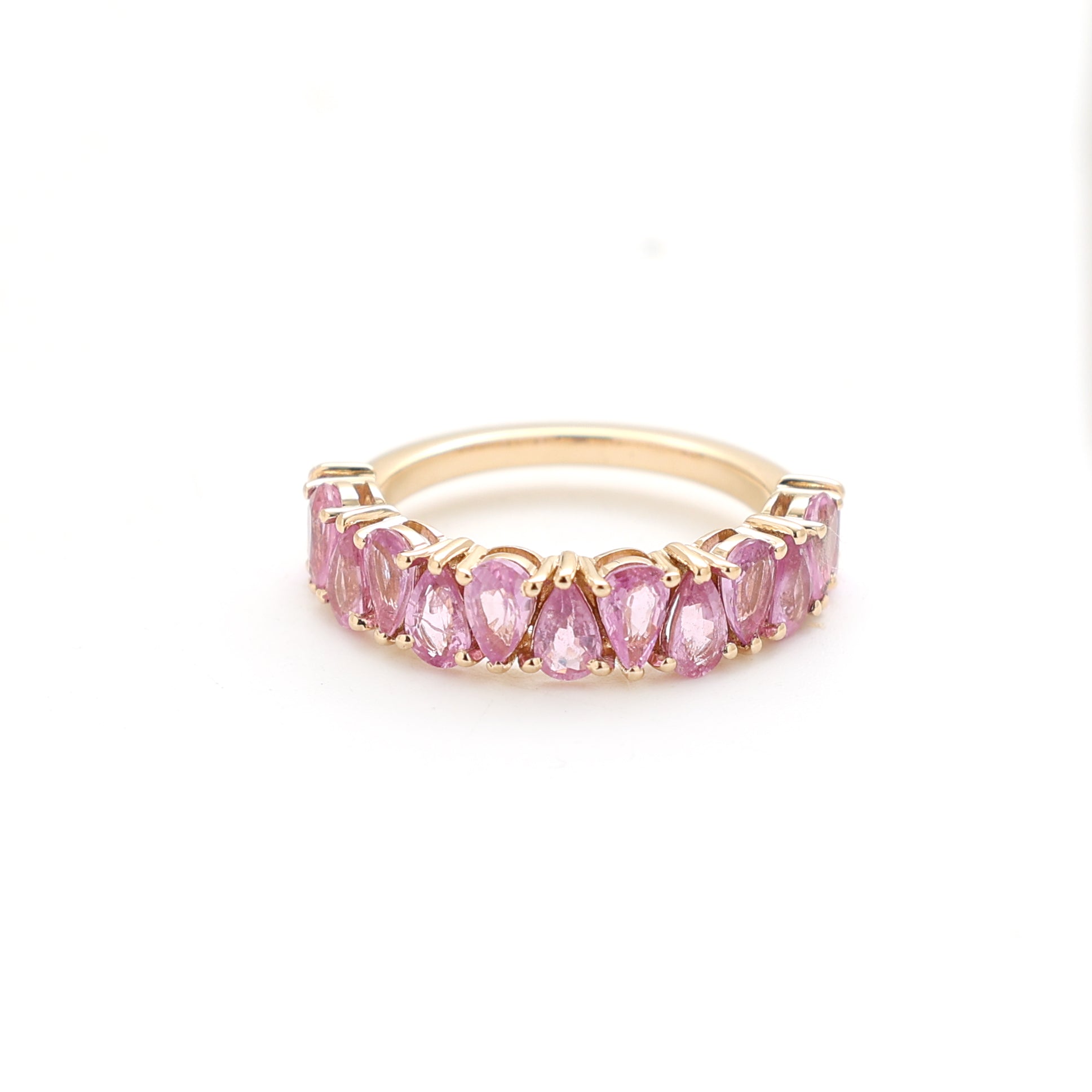 JPRG-2295/5878 Pink Sapphire Pear 5X3 Up Down Half Ring | 14K