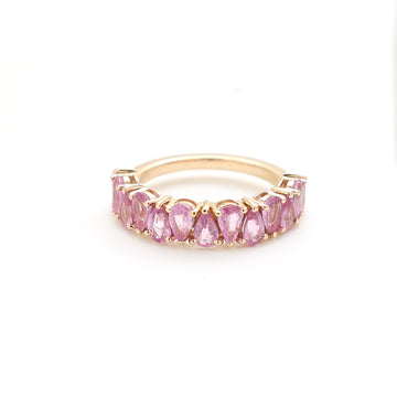 JPRG-2295/5878 Pink Sapphire Pear 5X3 Up Down Half Ring | 14K