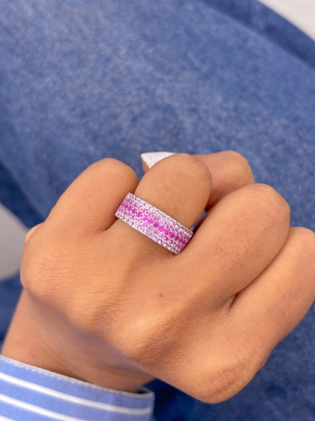 JPRG-2321/5936 Pink Sapphire Round Ombre Ring | 14K